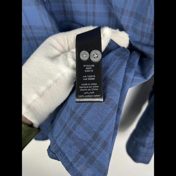 John Varvatos U.S.A. Plaid Check Button-Up Shirt Cotton Blue Size M - Picture 5 of 5
